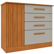 Cômoda Guarani Ripado 4 Gavetas 1 Porta Tcil Cor Cinamomo Off White Cômoda Guarani Ripado 4 Gavetas 1 Porta Tcil Cor Cinamomo Off White