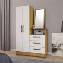 Comoda Guarda Roupa 2 Portas 3 Gavetas Com Espelho NT 5165 Freijó com Off White Notável Comoda Guarda Roupa 2 Portas 3 Gavetas Com Espelho NT 5165 Freijó com Off White Notável