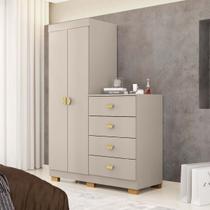 Cômoda Guarda-Roupa 4 Gavetas 2 Portas Cristal Fendi - Vila Rica Cômoda Guarda-Roupa 4 Gavetas 2 Portas Cristal Fendi - Vila Rica