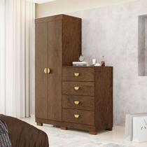 Cômoda Guarda-Roupa 4 Gavetas 2 Portas Cristal Imbuia Rústico - Vila Rica Cômoda Guarda-Roupa 4 Gavetas 2 Portas Cristal Imbuia Rústico - Vila Rica