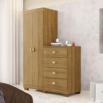 Cômoda Guarda-Roupa 4 Gavetas 2 Portas Cristal Nature - Vila Rica Cômoda Guarda-Roupa 4 Gavetas 2 Portas Cristal Nature - Vila Rica