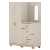 Cômoda Guarda-roupa Com 4 Gavetas E 5 Prateleiras Com Espelho Cristine Fendi