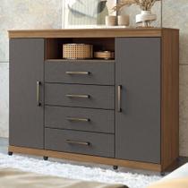 Cômoda Havana Master 2 Portas 4 Gavetas Jatoba/Grafite 309943 - Santos Andirá