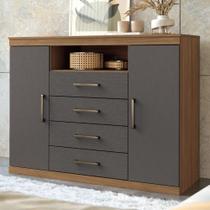Cômoda Havana Master 2 Portas 4 Gavetas Jatoba/Grafite - Santos Andirá