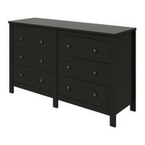 Cômoda Horizontal Quarto Maggiore New Com 6 Gavetas Preto Fosco MDP/MDF 160x95x50cm Móveis Lopas