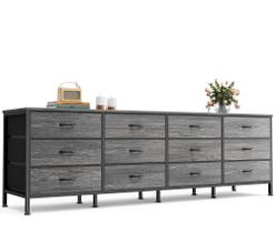 Cômoda Huuger 180 cm com 12 gavetas de tecido para quarto cinza Cômoda Huuger 180 cm com 12 gavetas de tecido para quarto cinza