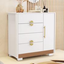 Cômoda Ilha Bela 4 Gavetas e Porta Branco Camarim - Vila Rica Cômoda Ilha Bela 4 Gavetas e Porta Branco Camarim - Vila Rica