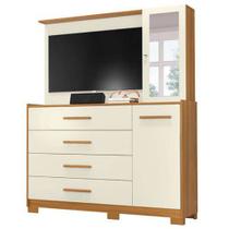 Cômoda Ilhabela com Painel para TV 4 Gavetas 2 Portas e Espelho Albatroz Cômoda Ilhabela com Painel para TV 4 Gavetas 2 Portas e Espelho Albatroz