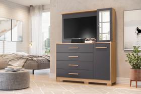 Cômoda Ilhabela com Painel para TV 4 Gavetas 2 Portas e Espelho Albatroz Cômoda Ilhabela com Painel para TV 4 Gavetas 2 Portas e Espelho Albatroz