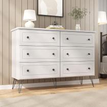 Cômoda Industrial 136cm c/ 6 Gavetas e Pés em Aço 100% MDF