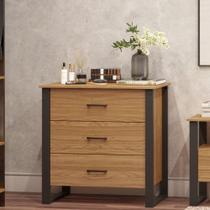 Cômoda Industrial 89,5cm com 3 Gavetas Freijo/preto Fosco Pradel