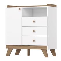 Cômoda Infantil 01 Porta 03 Gavetas Confete Branco/Jequitibá Cômoda Infantil 01 Porta 03 Gavetas Confete Branco/Jequitibá