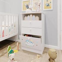Cômoda Infantil 1 Porta 2 Gavetas 1 Nicho Estampada Kids Espresso Móveis Branco/Urso Azul Cômoda Infantil 1 Porta 2 Gavetas 1 Nicho Estampada Kids Espresso Móveis Branco/Urso Azul