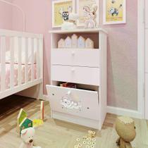 Cômoda Infantil 1 Porta 2 Gavetas 1 Nicho Estampada Kids Espresso Móveis Branco/Urso Rosa Cômoda Infantil 1 Porta 2 Gavetas 1 Nicho Estampada Kids Espresso Móveis Branco/Urso Rosa