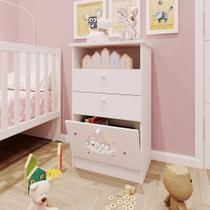 Cômoda Infantil 1 Porta 2 Gavetas 1 Nicho Estampada Kids Espresso Móveis Branco/Urso Rosa Cômoda Infantil 1 Porta 2 Gavetas 1 Nicho Estampada Kids Espresso Móveis Branco/Urso Rosa