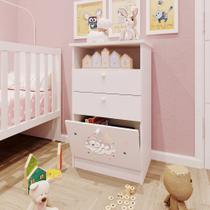 Cômoda Infantil 1 Porta 2 Gavetas 1 Nicho Estampada Kids Espresso Móveis