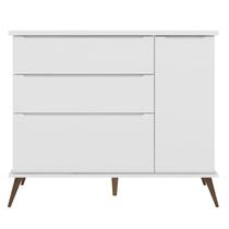 Cômoda Infantil 1 Porta 3 Gavetas 100% Mdf Pés Retrô Mel Z39 Branco - Mpozenato Cômoda Infantil 1 Porta 3 Gavetas 100% Mdf Pés Retrô Mel Z39 Branco - Mpozenato
