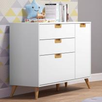 Cômoda Infantil 1 Porta 3 Gavetas Caring Serpil Baby Branco/Carvalho Cômoda Infantil 1 Porta 3 Gavetas Caring Serpil Baby Branco/Carvalho