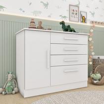 Cômoda Infantil 1 Porta 4 Gavetas 104cm Harmonia Yescasa Branco/Neve Cômoda Infantil 1 Porta 4 Gavetas 104cm Harmonia Yescasa Branco/Neve