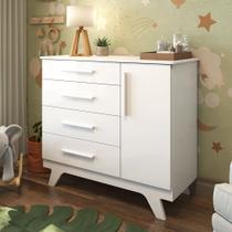 Cômoda Infantil 1 Porta 4 Gavetas 119cm 100% MDF Kakau Retrô Yescasa Cômoda Infantil 1 Porta 4 Gavetas 119cm 100% MDF Kakau Retrô Yescasa