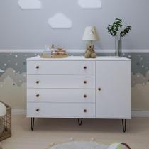 Cômoda Infantil 1 Porta 4 Gavetas Aurora Branco Cômoda Infantil 1 Porta 4 Gavetas Aurora Branco