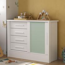 Cômoda Infantil 1 Porta 4 Gavetas Maya Espresso Móveis Branco/Verde Cômoda Infantil 1 Porta 4 Gavetas Maya Espresso Móveis Branco/Verde