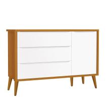 Cômoda Infantil 1 Porta e 3 Gavetas Theo Retrô com Pés Amadeirado - Reller Móveis