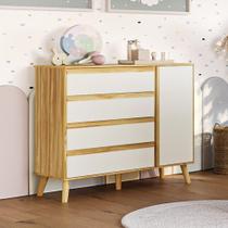 Cômoda Infantil 1 Porta e 4 Gavetas Luly 100% Mdf Espresso Móveis Off White/Amêndoa Cômoda Infantil 1 Porta e 4 Gavetas Luly 100% Mdf Espresso Móveis Off White/Amêndoa