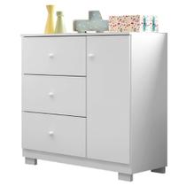 Cômoda Infantil 100% MDF 1 Porta e 3 Gavetas Duda Branco - Phoenix