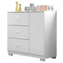 Cômoda Infantil 100% Mdf 1 Porta e 3 Gavetas Duda Branco - Phoenix