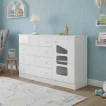 Cômoda Infantil 100% MDF 4 Gavetas e 1 Porta Eloísa Branco Cômoda Infantil 100% MDF 4 Gavetas e 1 Porta Eloísa Branco