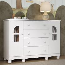 Cômoda Infantil 125cm 2 Portas Com Vidro E 4 Gavetas Aurora Multimóveis MP4500 Branco Cômoda Infantil 125cm 2 Portas Com Vidro E 4 Gavetas Aurora Multimóveis MP4500 Branco