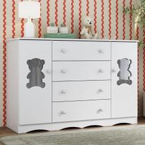 Cômoda Infantil 125cm 2 Portas Com Vidro E 4 Gavetas Doçura Multimóveis Mp4495 Branco Branco Cômoda Infantil 125cm 2 Portas Com Vidro E 4 Gavetas Doçura Multimóveis Mp4495 Branco Branco