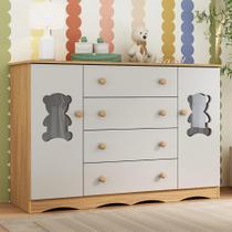 Cômoda Infantil 125cm 2 Portas com Vidro e 4 Gavetas Doçura Multimóveis MP4495 Cômoda Infantil 125cm 2 Portas com Vidro e 4 Gavetas Doçura Multimóveis MP4495