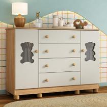 Cômoda Infantil 125cm 2 Portas com Vidro e 4 Gavetas Fofura Multimóveis MP4485