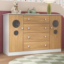 Cômoda Infantil 125cm 2 Portas Com Vidro E 4 Gavetas Pirulito Multimóveis MP4470 Branco-madeirado Cômoda Infantil 125cm 2 Portas Com Vidro E 4 Gavetas Pirulito Multimóveis MP4470 Branco-madeirado