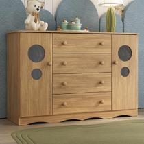 Cômoda Infantil 125cm 2 Portas com Vidro e 4 Gavetas Sonho Multimóveis MP4475