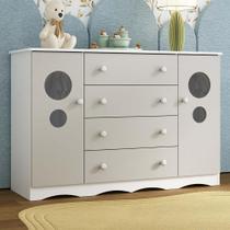 Cômoda Infantil 125cm 2 Portas com Vidro e 4 Gavetas Sonho Multimóveis MP4475 Cômoda Infantil 125cm 2 Portas com Vidro e 4 Gavetas Sonho Multimóveis MP4475