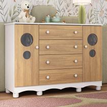 Cômoda Infantil 125cm 2 Portas Com Vidro E 4 Gavetas Suspiro Multimóveis MP4460 Branco-madeirado Cômoda Infantil 125cm 2 Portas Com Vidro E 4 Gavetas Suspiro Multimóveis MP4460 Branco-madeirado