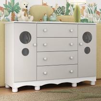 Cômoda Infantil 125cm 2 Portas Com Vidro E 4 Gavetas Suspiro Multimóveis MP4460 Branco-off White