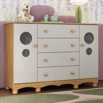Cômoda Infantil 125cm 2 Portas com Vidro e 4 Gavetas Suspiro Multimóveis MP4460