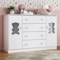 Cômoda Infantil 125cm 2 Portas Com Vidro E 4 Gavetas Teddy Multimóveis Mp4490 Branco Branco Cômoda Infantil 125cm 2 Portas Com Vidro E 4 Gavetas Teddy Multimóveis Mp4490 Branco Branco
