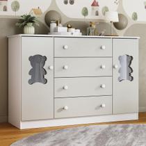 Cômoda Infantil 125cm 2 Portas Com Vidro E 4 Gavetas Teddy Multimóveis Mp4490 Branco/off White Branco/off White Cômoda Infantil 125cm 2 Portas Com Vidro E 4 Gavetas Teddy Multimóveis Mp4490 Branco/off White Branco/off White