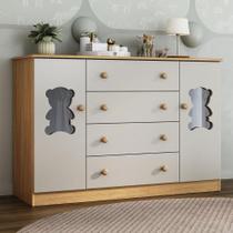 Cômoda Infantil 125cm 2 Portas com Vidro e 4 Gavetas Teddy Multimóveis MP4490