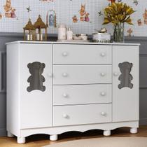 Cômoda Infantil 125cm 2 Portas Com Vidro E 4 Gavetas Ternura Multimóveis Mp4480 Branco Branco Cômoda Infantil 125cm 2 Portas Com Vidro E 4 Gavetas Ternura Multimóveis Mp4480 Branco Branco