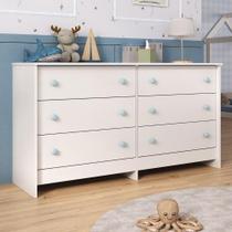 Cômoda Infantil 136cm Com 6 Gavetas Multimóveis Mp4336 Branco Branco Cômoda Infantil 136cm Com 6 Gavetas Multimóveis Mp4336 Branco Branco