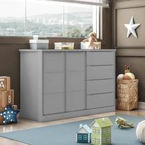 Cômoda Infantil 2 Portas e 4 Gavetas Pérola Cinza - Phoenix
