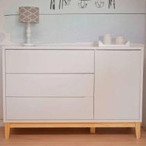 Cômoda Infantil 3 Gavetas 1 Porta Cr40024 Branco Acetinado