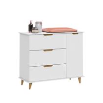 Cômoda Infantil 3 Gavetas 1 Porta Lunna Branco 100% MDF