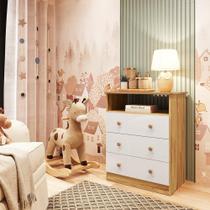Cômoda Infantil 3 Gavetas 100% MDF Smim New Branco Brilho/Amêndoa